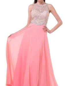 Cinderella Divine - Crystal Embellished A-Line Evening Gown Formal Gowns