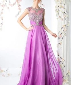Formal Gowns Cinderella Divine - Crystal Embellished Ruched Evening Gown