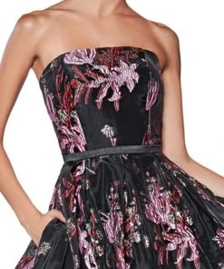 Formal Gowns Cinderella Divine - CS031 Strapless Floral Evening Gown 8 Formal Gowns Cinderella Divine - CS031 Strapless Floral Evening Gown