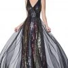 Formal Gowns Cinderella Divine - CS033 Multicolored Sequined V-neck A-line Dress 2 Formal Gowns Cinderella Divine - CS033 Multicolored Sequined V-neck A-line Dress