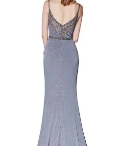 Cinderella Divine - CS035 Beaded Evening Dress With Slit
