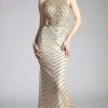 Formal Gowns Cinderella Divine - CZ0010 Beaded Chevron Motif Long Mermaid Gown