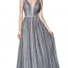 Cinderella Divine - CZ0015 Striped Metallic A-Line Gown 1 Cinderella Divine - CZ0015 Striped Metallic A-Line Gown