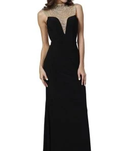 Formal Gowns Cinderella Divine - Dazzled Illusion High Neck Sheath Dress