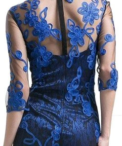 Cinderella Divine - 1969 Elbow Sleeves Sheer Lace Cocktail Dress