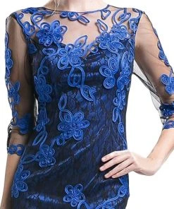 Cinderella Divine - 1969 Elbow Sleeves Sheer Lace Cocktail Dress