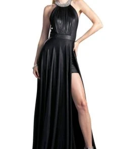 Formal Gowns Cinderella Divine - Embellished Halter Neck Dress With Train