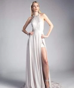 Formal Gowns Cinderella Divine - Embellished Halter Neck Dress With Train