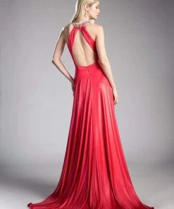 Formal Gowns Cinderella Divine - Embellished Halter Neck Dress With Train