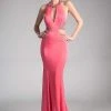 Cinderella Divine - Embellished High Halter Fitted Evening Gown Formal Gowns 1 Cinderella Divine - Embellished High Halter Fitted Evening Gown Formal Gowns
