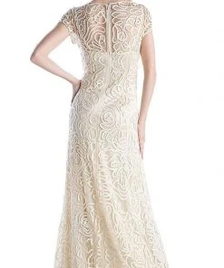 Cinderella Divine - Embellished Illusion Jewel Neck Sheath Dress 1920 - 1 Pc Champagne In Size M Available Formal Gowns 7 Cinderella Divine - Embellished Illusion Jewel Neck Sheath Dress 1920 - 1 Pc Champagne In Size M Available Formal Gowns