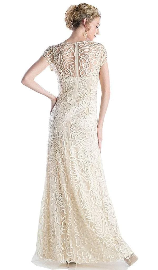 Cinderella Divine - Embellished Illusion Jewel Neck Sheath Dress 1920 - 1 Pc Champagne In Size M Available Formal Gowns 4 Cinderella Divine - Embellished Illusion Jewel Neck Sheath Dress 1920 - 1 Pc Champagne In Size M Available Formal Gowns