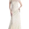 Cinderella Divine - Embellished Illusion Jewel Neck Sheath Dress 1920 - 1 Pc Champagne In Size M Available Formal Gowns
