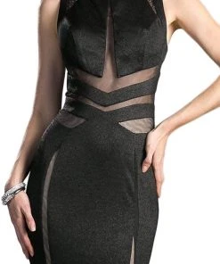 Cinderella Divine - Embellished Jewel Neck Sheath Dress