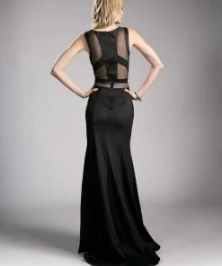 Cinderella Divine - Embellished Jewel Neck Sheath Dress