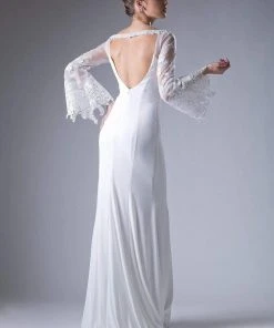 Cinderella Divine - Embellished Lace Bell Sleeve Sheath Dress Formal Gowns 13 Cinderella Divine - Embellished Lace Bell Sleeve Sheath Dress Formal Gowns