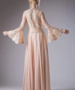 Cinderella Divine - Embellished Lace Long Bell Sleeve A-line Dress Formal Gowns 17 Cinderella Divine - Embellished Lace Long Bell Sleeve A-line Dress Formal Gowns