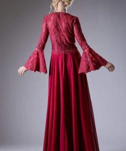 Cinderella Divine - Embellished Lace Long Bell Sleeve A-line Dress Formal Gowns 11 Cinderella Divine - Embellished Lace Long Bell Sleeve A-line Dress Formal Gowns