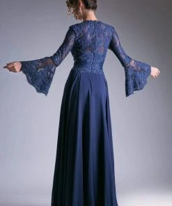 Cinderella Divine - Embellished Lace Long Bell Sleeve A-line Dress Formal Gowns 15 Cinderella Divine - Embellished Lace Long Bell Sleeve A-line Dress Formal Gowns