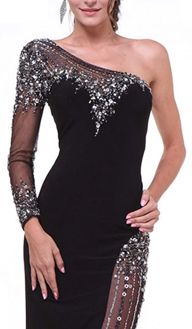 Cinderella Divine - Embellished One Shoulder Fitted Evening Dress Formal Gowns 6 Cinderella Divine - Embellished One Shoulder Fitted Evening Dress Formal Gowns