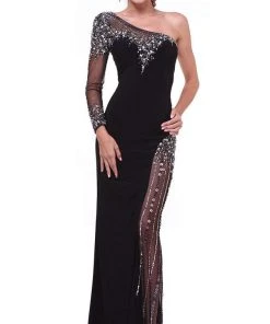 Cinderella Divine - Embellished One Shoulder Fitted Evening Dress Formal Gowns 8 Cinderella Divine - Embellished One Shoulder Fitted Evening Dress Formal Gowns