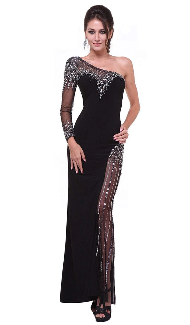 Cinderella Divine - Embellished One Shoulder Fitted Evening Dress Formal Gowns 5 Cinderella Divine - Embellished One Shoulder Fitted Evening Dress Formal Gowns