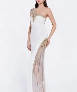 Cinderella Divine - Embellished One Shoulder Fitted Evening Dress Formal Gowns