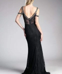 Cinderella Divine - Embellished Strappy V-neck Lace Fitted Dress 9 Cinderella Divine - Embellished Strappy V-neck Lace Fitted Dress