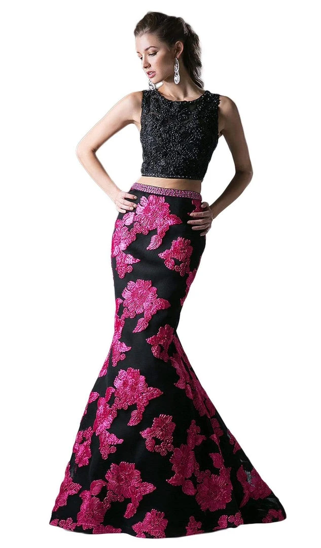 Cinderella Divine - 8948 Embellished Two Piece Floral Mermaid Evening Gown Formal Gowns 3 Cinderella Divine - 8948 Embellished Two Piece Floral Mermaid Evening Gown Formal Gowns