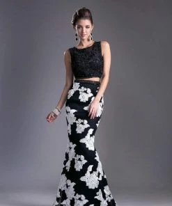 Cinderella Divine - 8948 Embellished Two Piece Floral Mermaid Evening Gown Formal Gowns 6 Cinderella Divine - 8948 Embellished Two Piece Floral Mermaid Evening Gown Formal Gowns