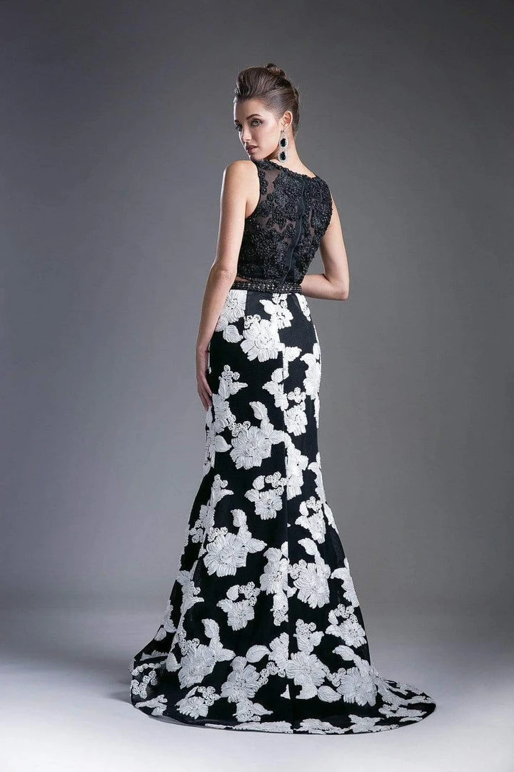 Cinderella Divine - 8948 Embellished Two Piece Floral Mermaid Evening Gown Formal Gowns 5 Cinderella Divine - 8948 Embellished Two Piece Floral Mermaid Evening Gown Formal Gowns