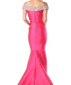 Formal Gowns Cinderella Divine - Fitted Embellished Off-Shoulder Mermaid Evening Gown 10 Formal Gowns Cinderella Divine - Fitted Embellished Off-Shoulder Mermaid Evening Gown