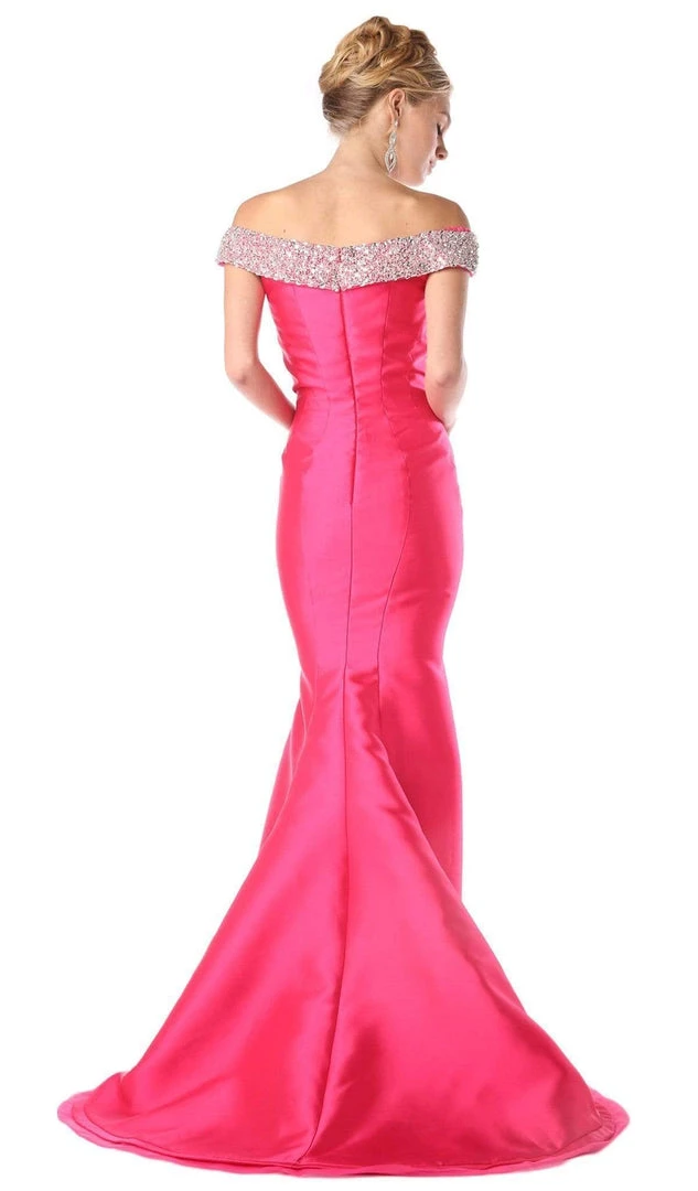Formal Gowns Cinderella Divine - Fitted Embellished Off-Shoulder Mermaid Evening Gown 6 Formal Gowns Cinderella Divine - Fitted Embellished Off-Shoulder Mermaid Evening Gown
