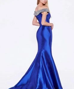 Formal Gowns Cinderella Divine - Fitted Embellished Off-Shoulder Mermaid Evening Gown 8 Formal Gowns Cinderella Divine - Fitted Embellished Off-Shoulder Mermaid Evening Gown