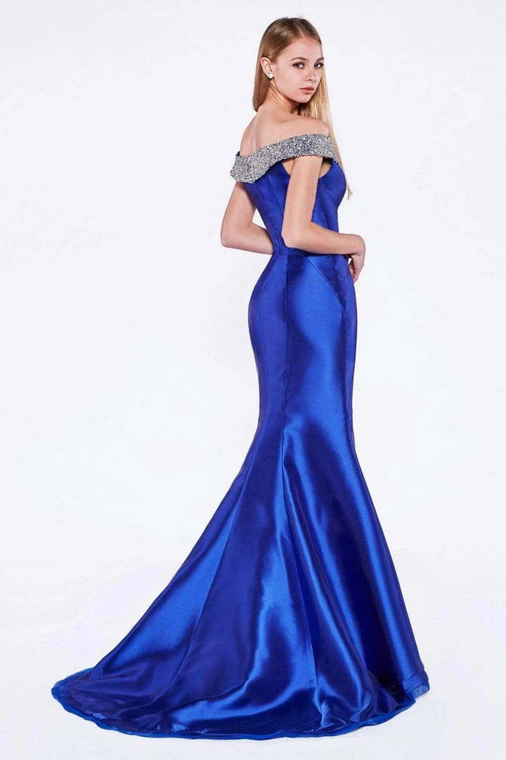 Formal Gowns Cinderella Divine - Fitted Embellished Off-Shoulder Mermaid Evening Gown 4 Formal Gowns Cinderella Divine - Fitted Embellished Off-Shoulder Mermaid Evening Gown