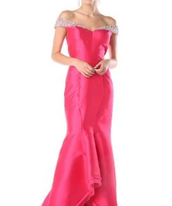Formal Gowns Cinderella Divine - Fitted Embellished Off-Shoulder Mermaid Evening Gown 9 Formal Gowns Cinderella Divine - Fitted Embellished Off-Shoulder Mermaid Evening Gown