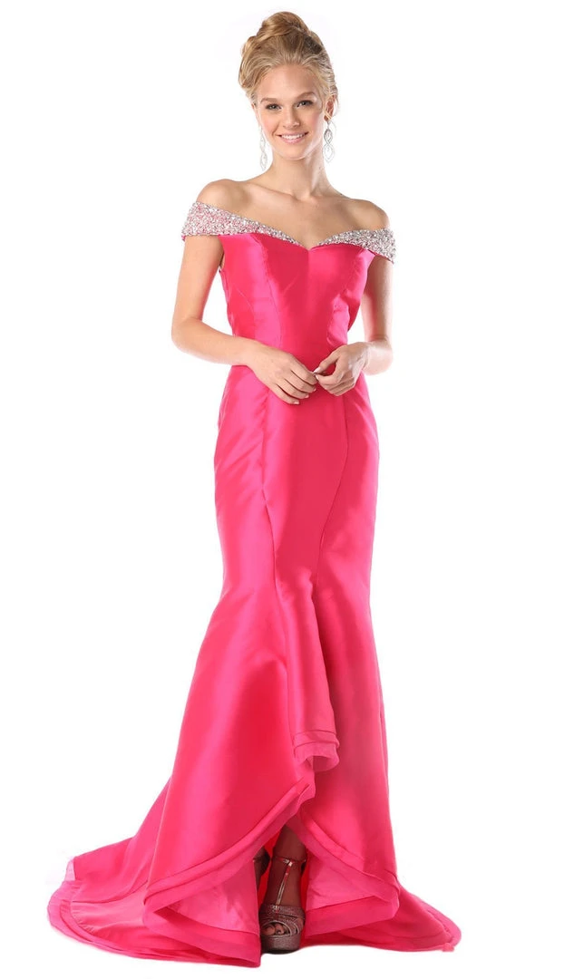 Formal Gowns Cinderella Divine - Fitted Embellished Off-Shoulder Mermaid Evening Gown 5 Formal Gowns Cinderella Divine - Fitted Embellished Off-Shoulder Mermaid Evening Gown