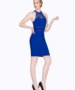 Cinderella Divine - Fitted Sheer Halter Cocktail Dress