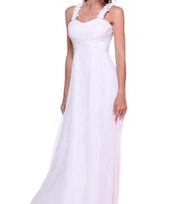 Cinderella Divine - Floral Appliqued Crisscross Bodice A-Line Long Formal Dress Formal Gowns