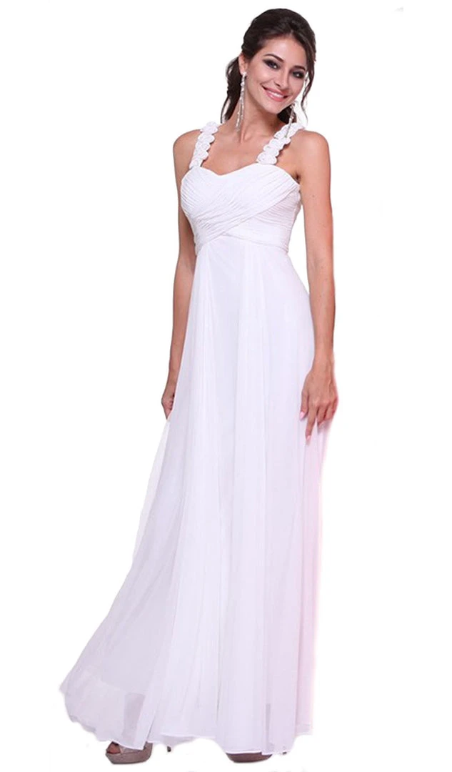 Cinderella Divine - Floral Appliqued Crisscross Bodice A-Line Long Formal Dress Formal Gowns 3 Cinderella Divine - Floral Appliqued Crisscross Bodice A-Line Long Formal Dress Formal Gowns