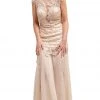 Formal Gowns Cinderella Divine - Floral Embroidered Cap Sleeves Trumpet Dress