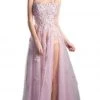 Cinderella Divine - Floral Embroidered Tulle A-line Prom Dress 2 Cinderella Divine - Floral Embroidered Tulle A-line Prom Dress