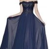 Cinderella Divine - Flowy Chiffon Lace Embellished A-Line Gown 7258 Formal Gowns