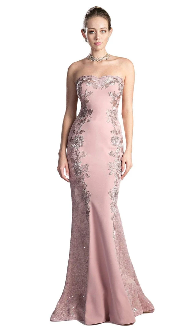 Cinderella Divine - G1037 Floral Embroidered Sweetheart Trumpet Dress 3 Cinderella Divine - G1037 Floral Embroidered Sweetheart Trumpet Dress