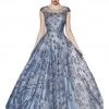 Cinderella Divine - Glitter Floral Illusion Scoop Ballgown CR830 - 1 Pc Rose Gold In Size S Available