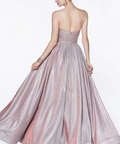 Cinderella Divine - Glitter Sweetheart Ballgown With Slit CJ522 - 1 Pc Blush In Size 12 Available