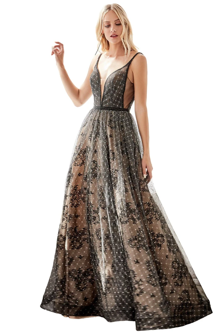 Formal Gowns Cinderella Divine - H9928 Deep V-neck A-line Gown 3 Formal Gowns Cinderella Divine - H9928 Deep V-neck A-line Gown