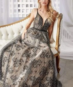 Formal Gowns Cinderella Divine - H9928 Deep V-neck A-line Gown 9 Formal Gowns Cinderella Divine - H9928 Deep V-neck A-line Gown