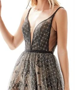 Formal Gowns Cinderella Divine - H9928 Deep V-neck A-line Gown 8 Formal Gowns Cinderella Divine - H9928 Deep V-neck A-line Gown