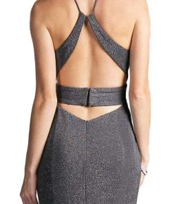 Formal Gowns Cinderella Divine - Halter Neck Shimmer Sheath Dress 12 Formal Gowns Cinderella Divine - Halter Neck Shimmer Sheath Dress